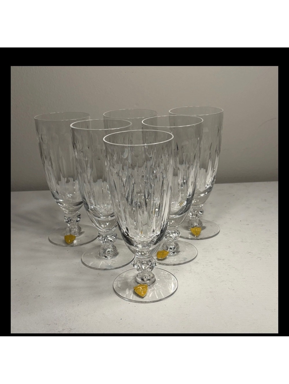 Tiffin- Franciscan Cut Crystal Iced Tea Glasses 6 3/4 set of 6
